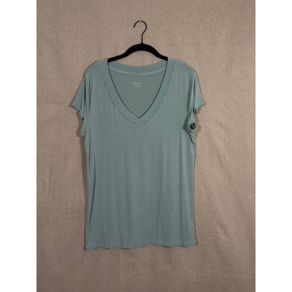 Merona Womens Light Green‎ V-Neck Short Sleeve T-Shirt Size XL